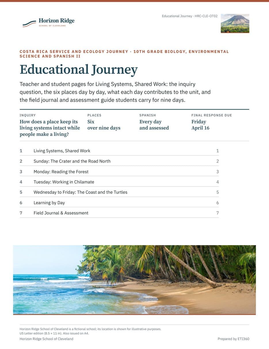 First page of the Educational Journey