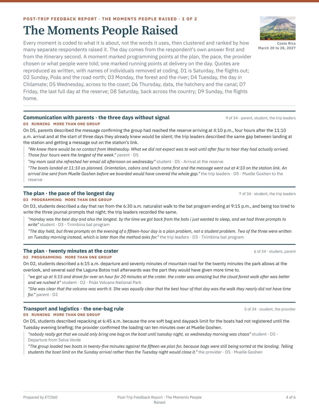 Post-Trip Feedback Report, page 4