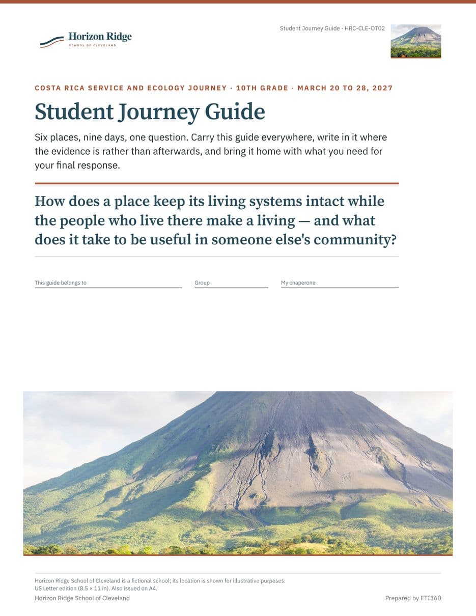 First page of the Student Journey Guide