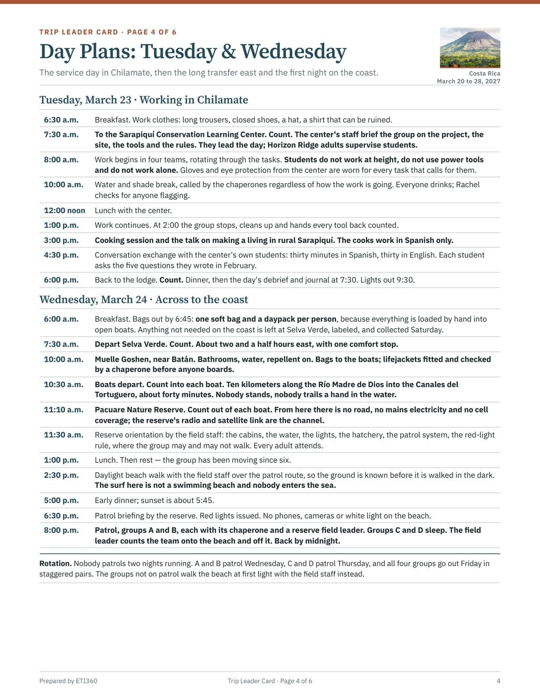 Trip Leader Card, page 5
