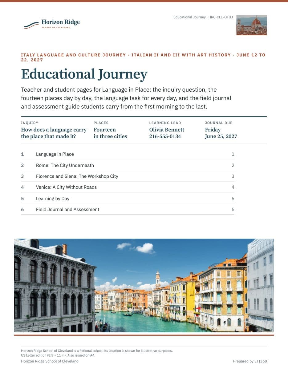 First page of the Educational Journey