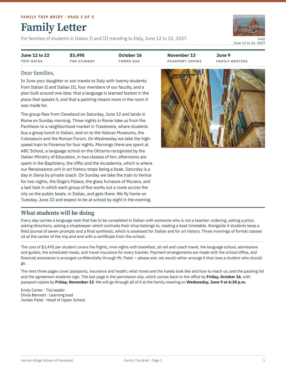 Family Trip Brief, page 2