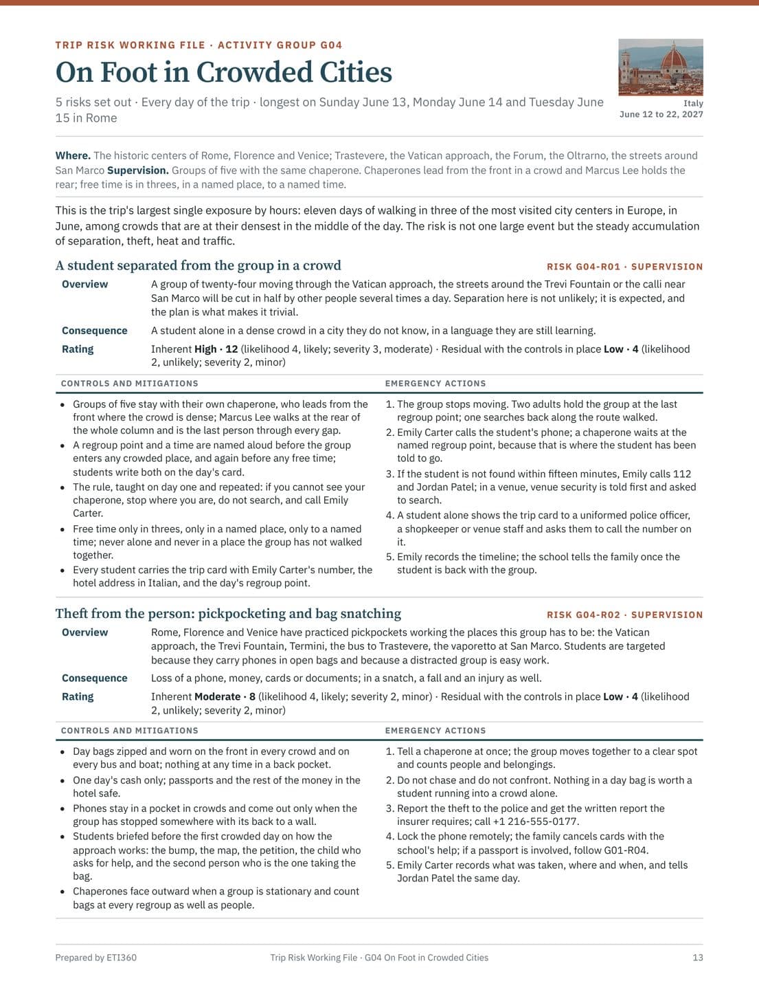 Trip Risk Working File, page 13