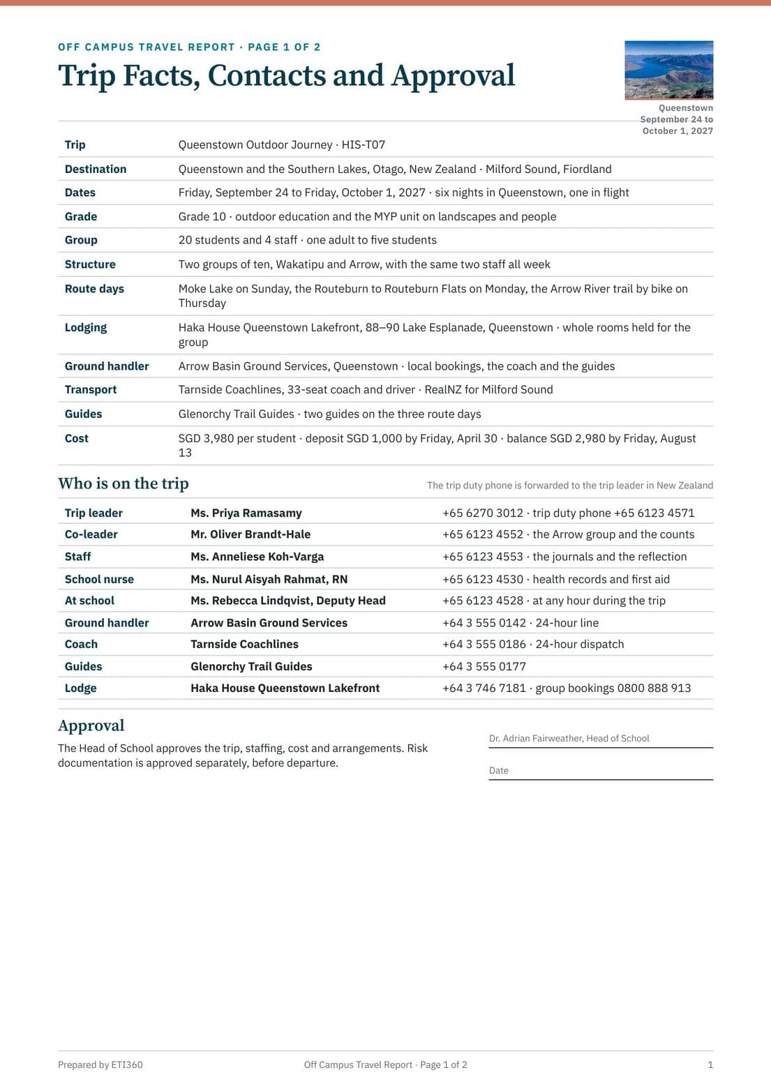 Off Campus Travel Report, Harborview International School, page 2