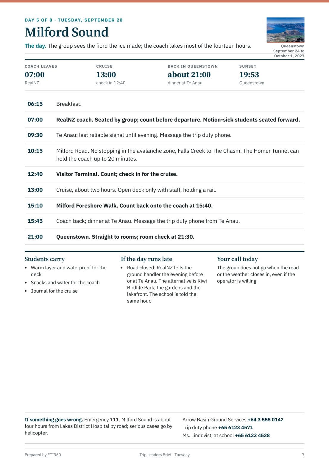 Trip Leaders Brief, Harborview International School, page 8
