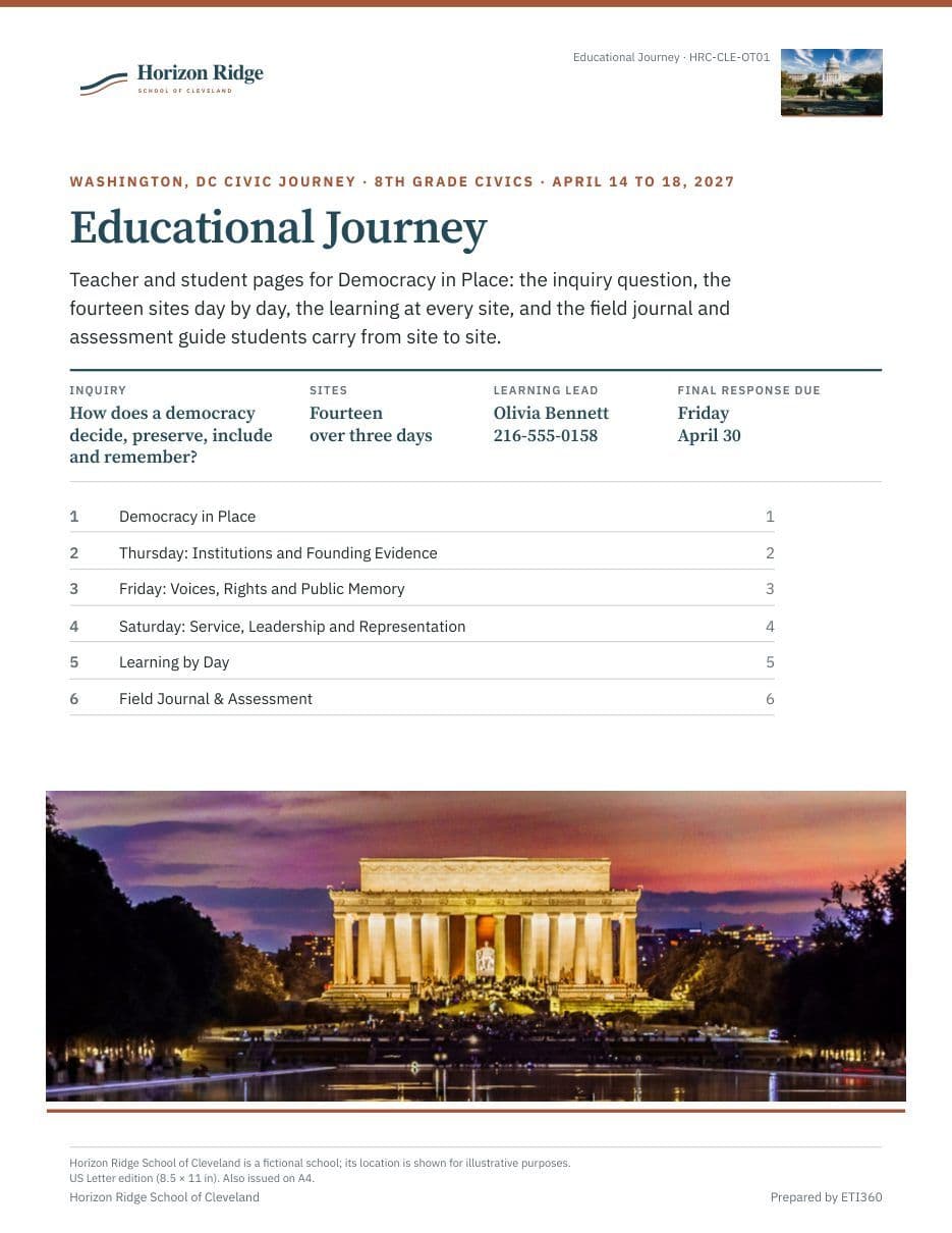 First page of the Educational Journey
