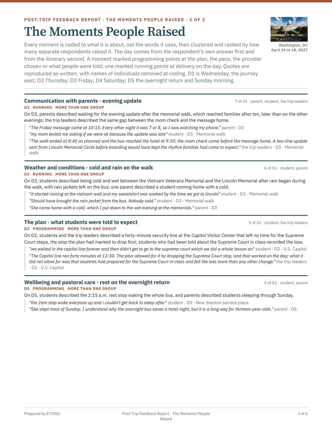 Post-Trip Feedback Report, page 4