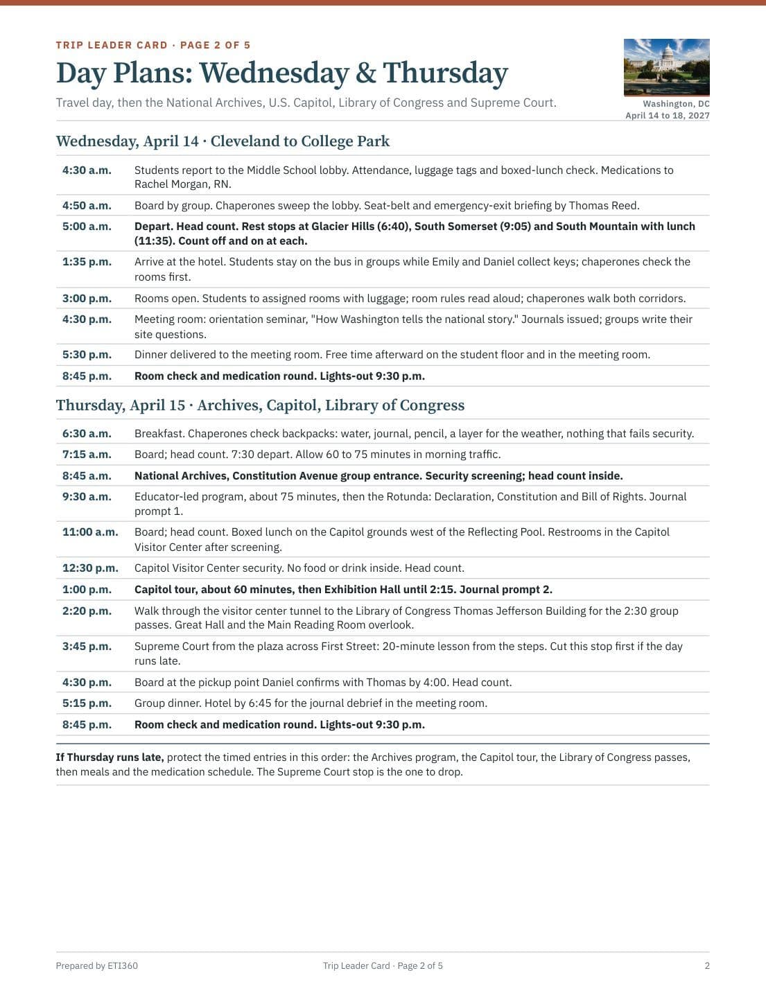 Trip Leader Card, page 3