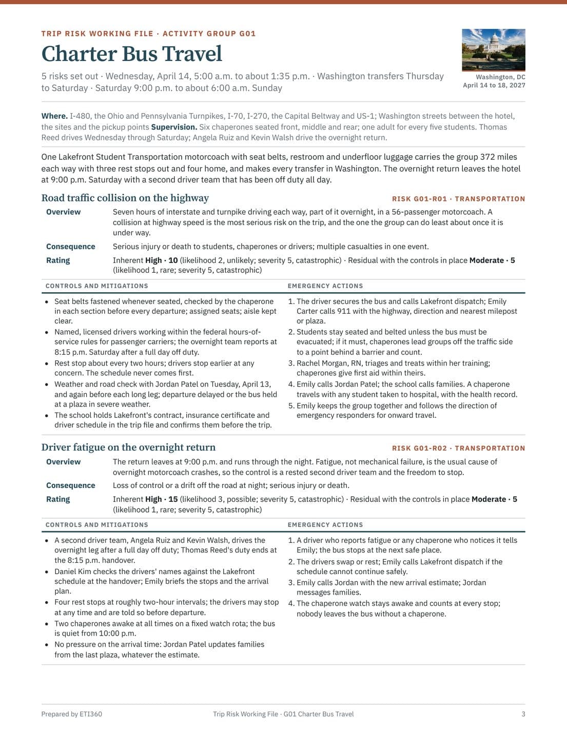 Trip Risk Working File, page 3