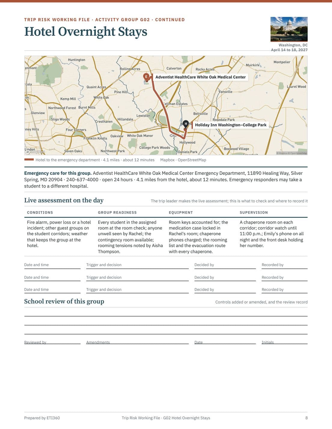 Trip Risk Working File, page 8
