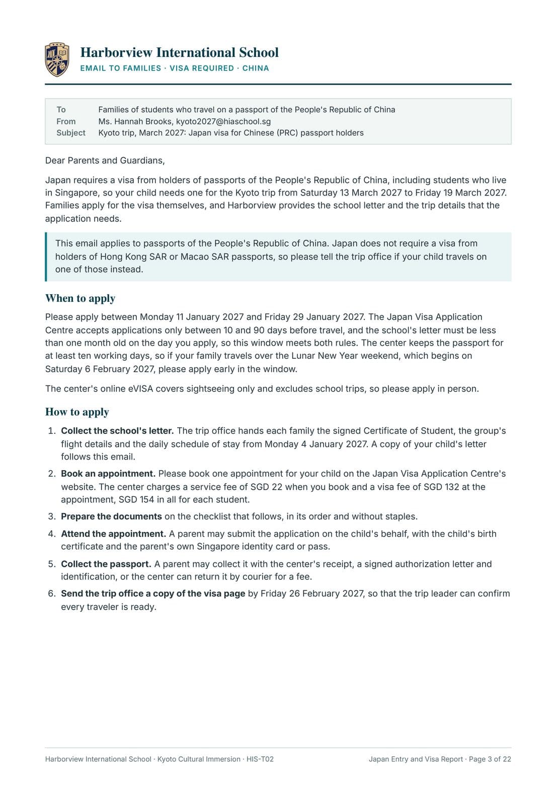 Japan Entry and Visa Report, Harborview International School, page 3