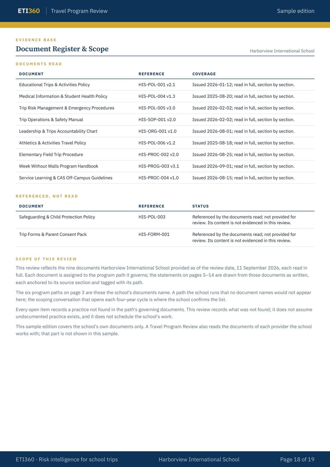 Travel Program Review, page 18