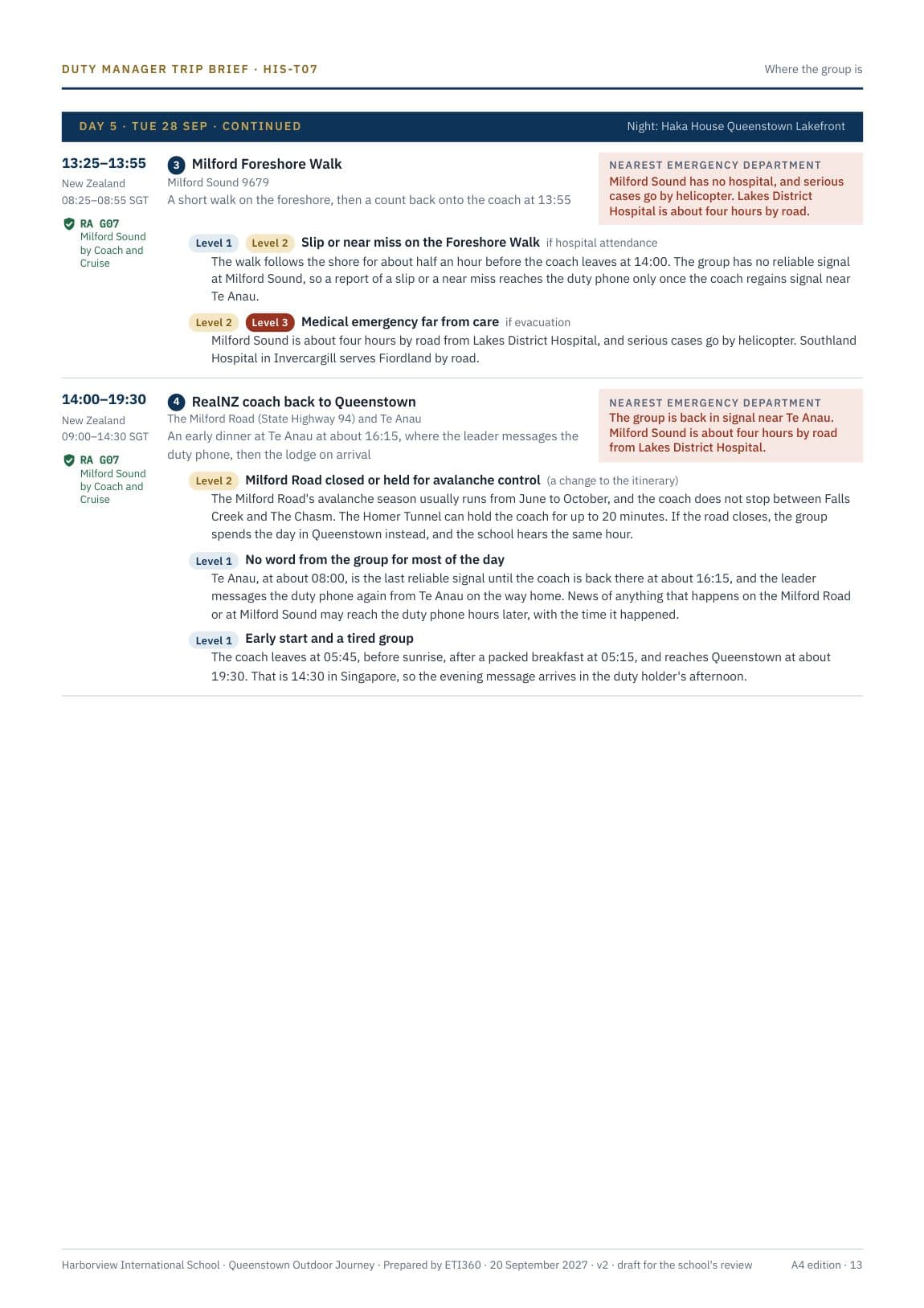 Duty Manager Trip Brief, Harborview International School, page 13