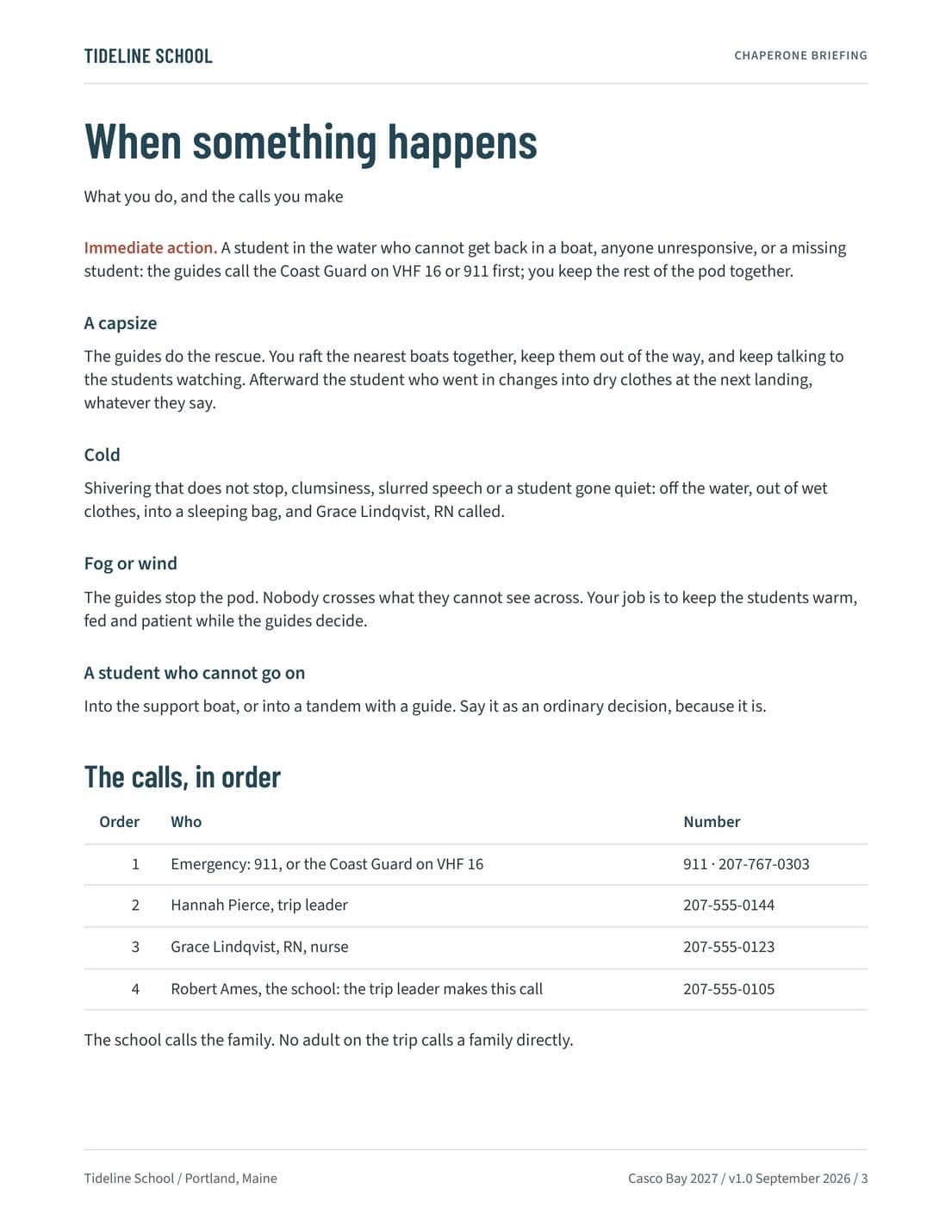 Chaperone Briefing and Pocket Card, page 3