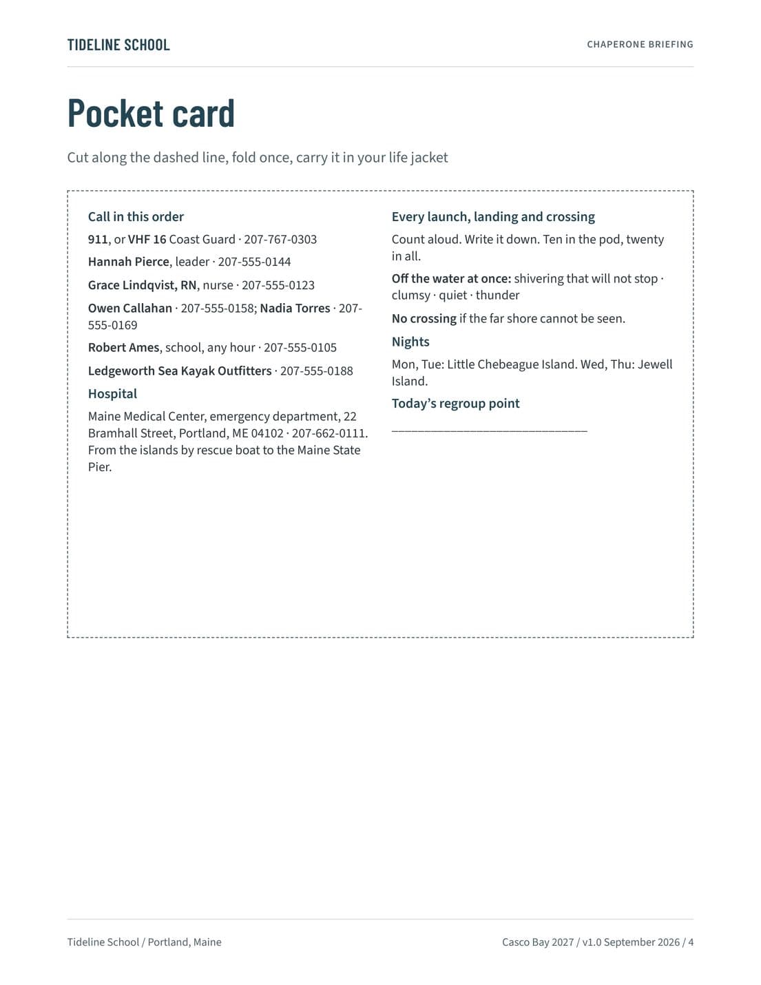 Chaperone Briefing and Pocket Card, page 4