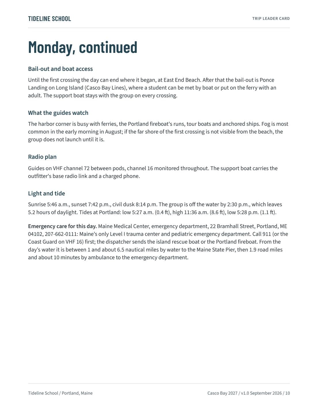 Trip Leader Card, page 10
