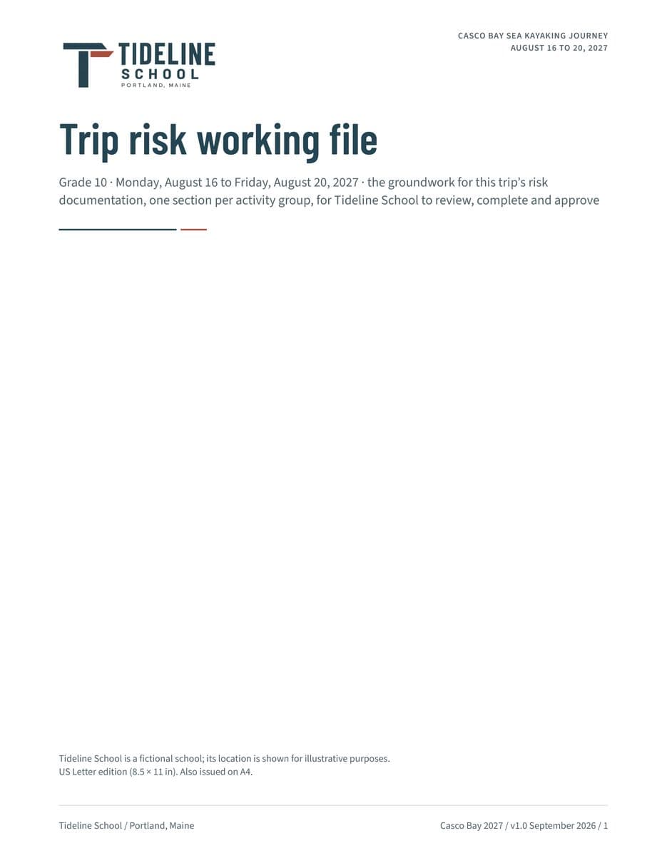 First page of the Trip Risk Working File