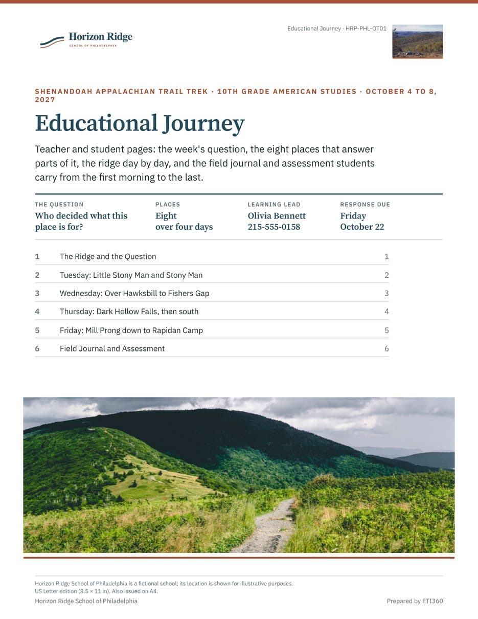 First page of the Educational Journey