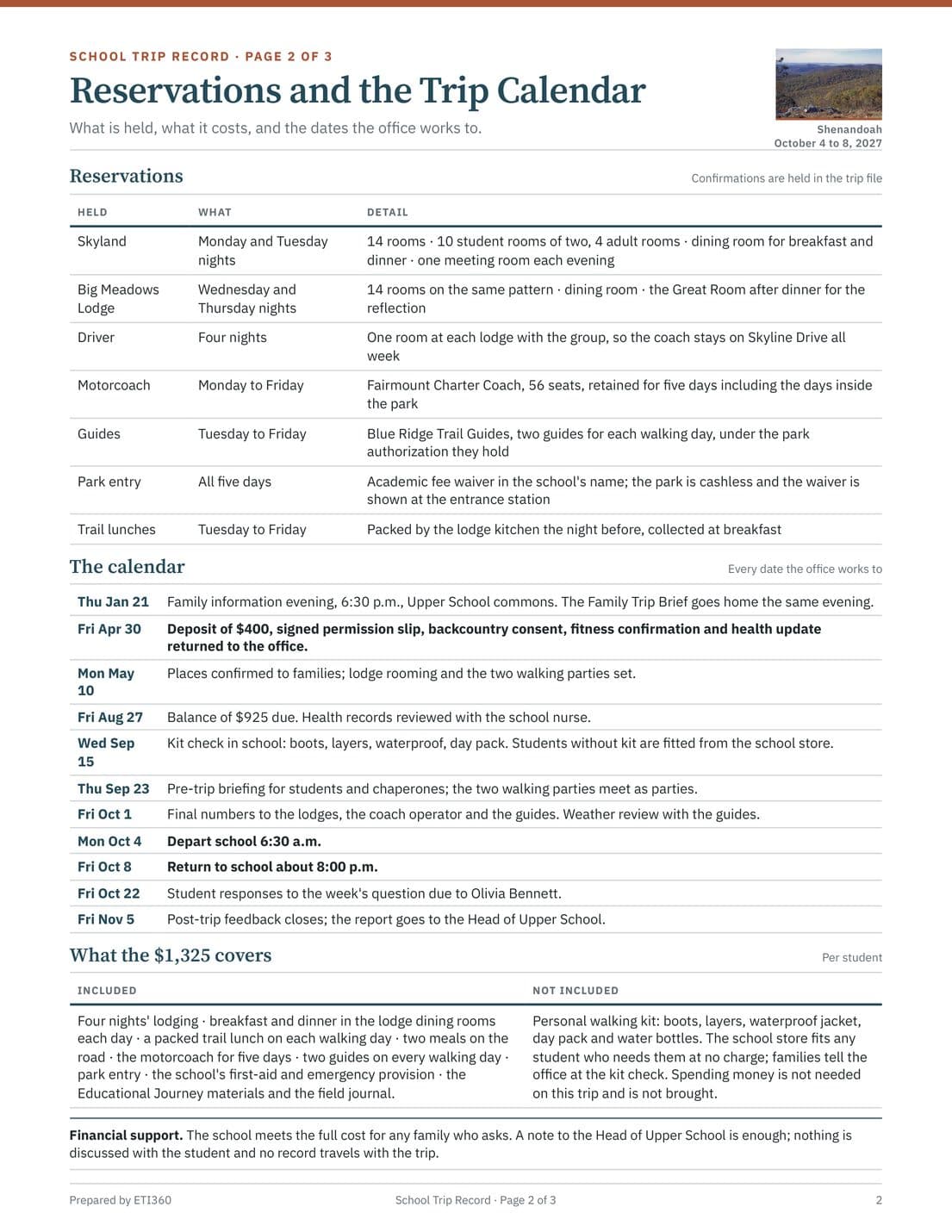 School Trip Record, page 3
