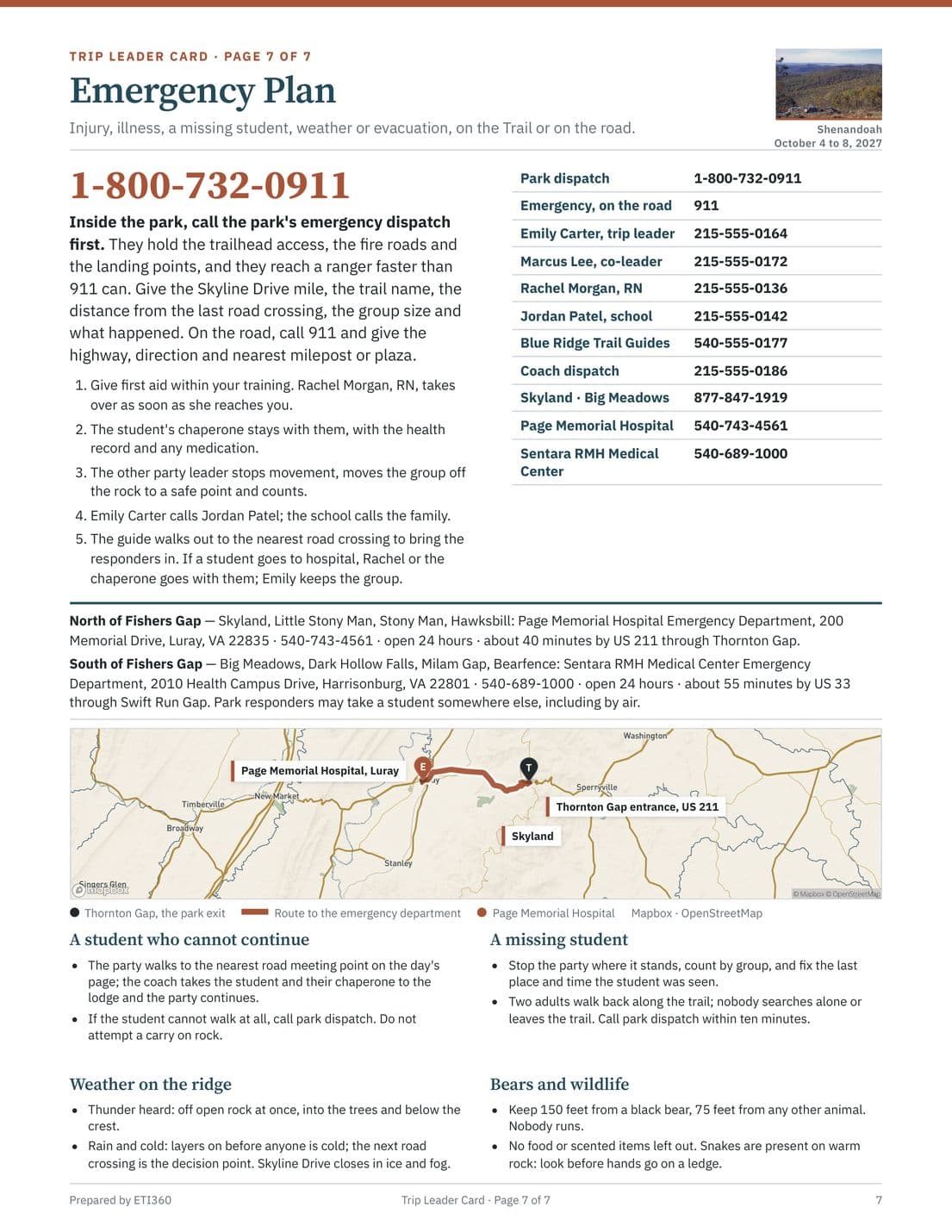 Trip Leader Card, page 8