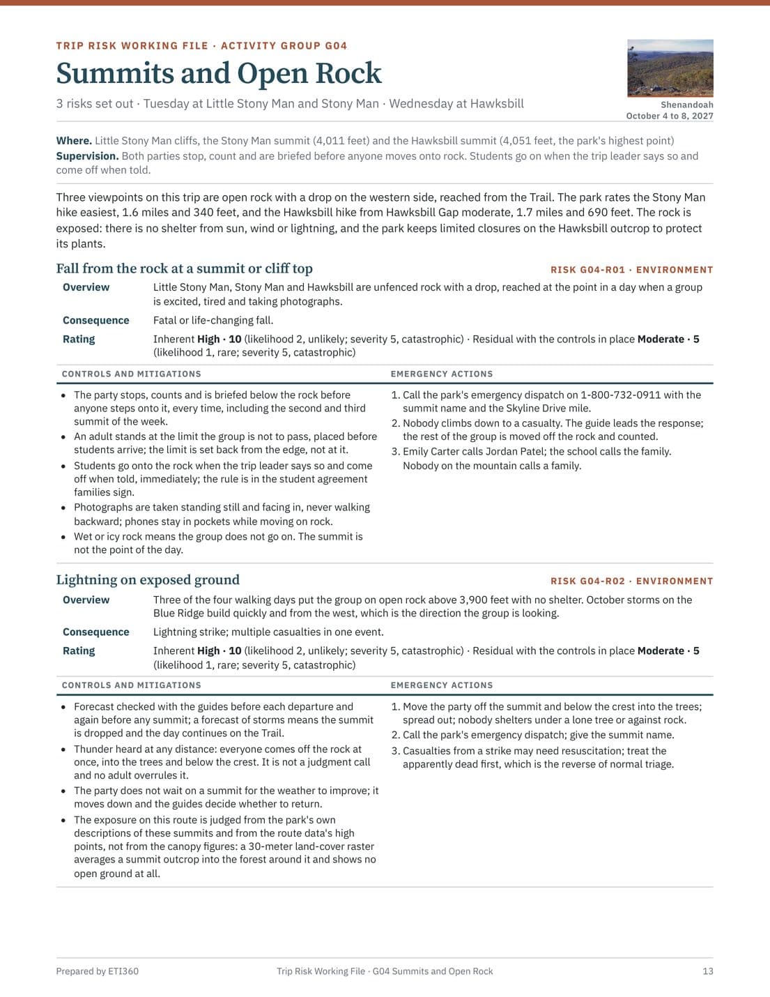 Trip Risk Working File, page 13