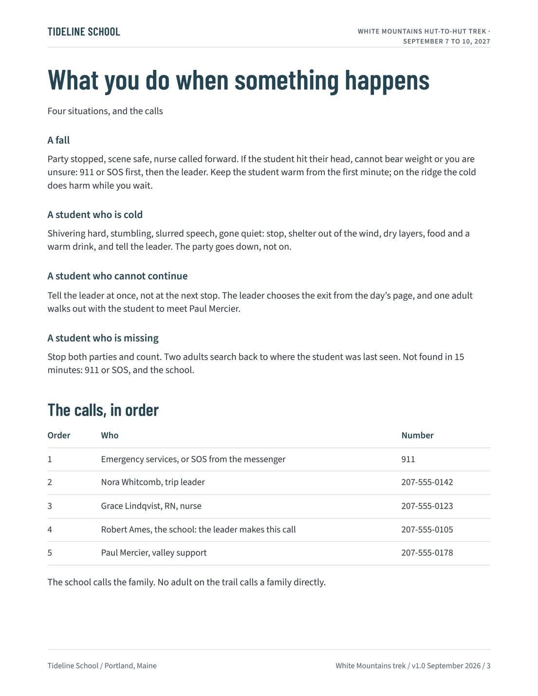 Chaperone Briefing and Pocket Card, page 3