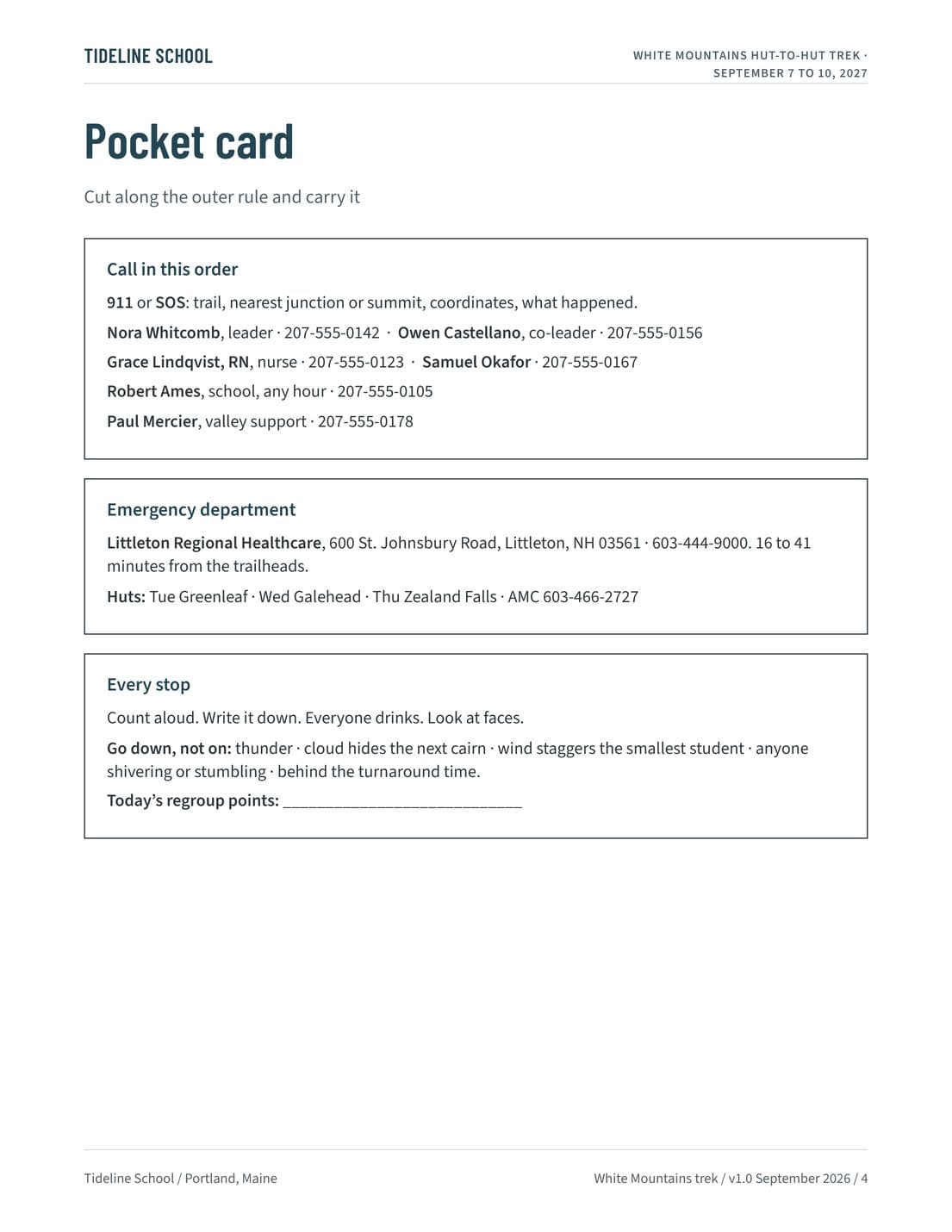 Chaperone Briefing and Pocket Card, page 4