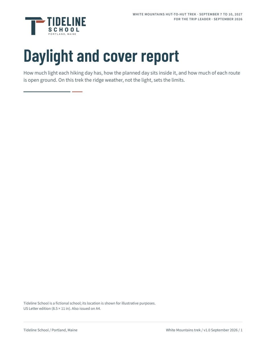 First page of the Daylight and Cover Report