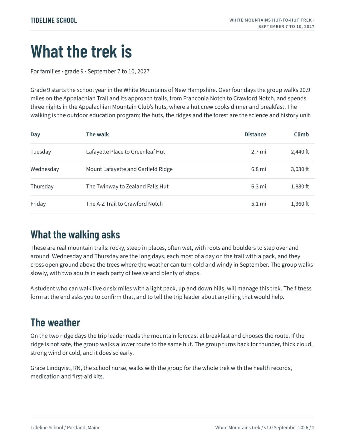 Family Trip Brief, page 2