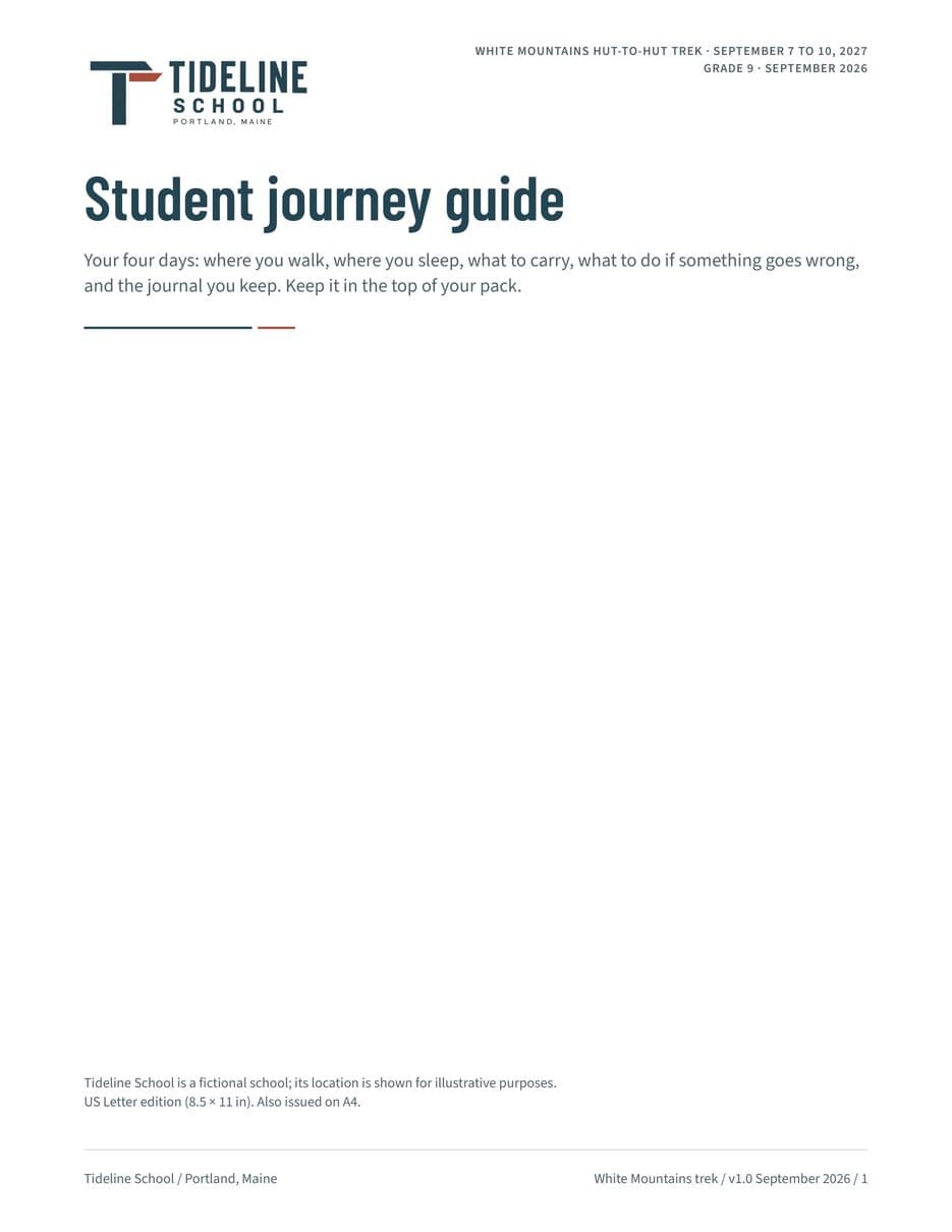 First page of the Student Journey Guide