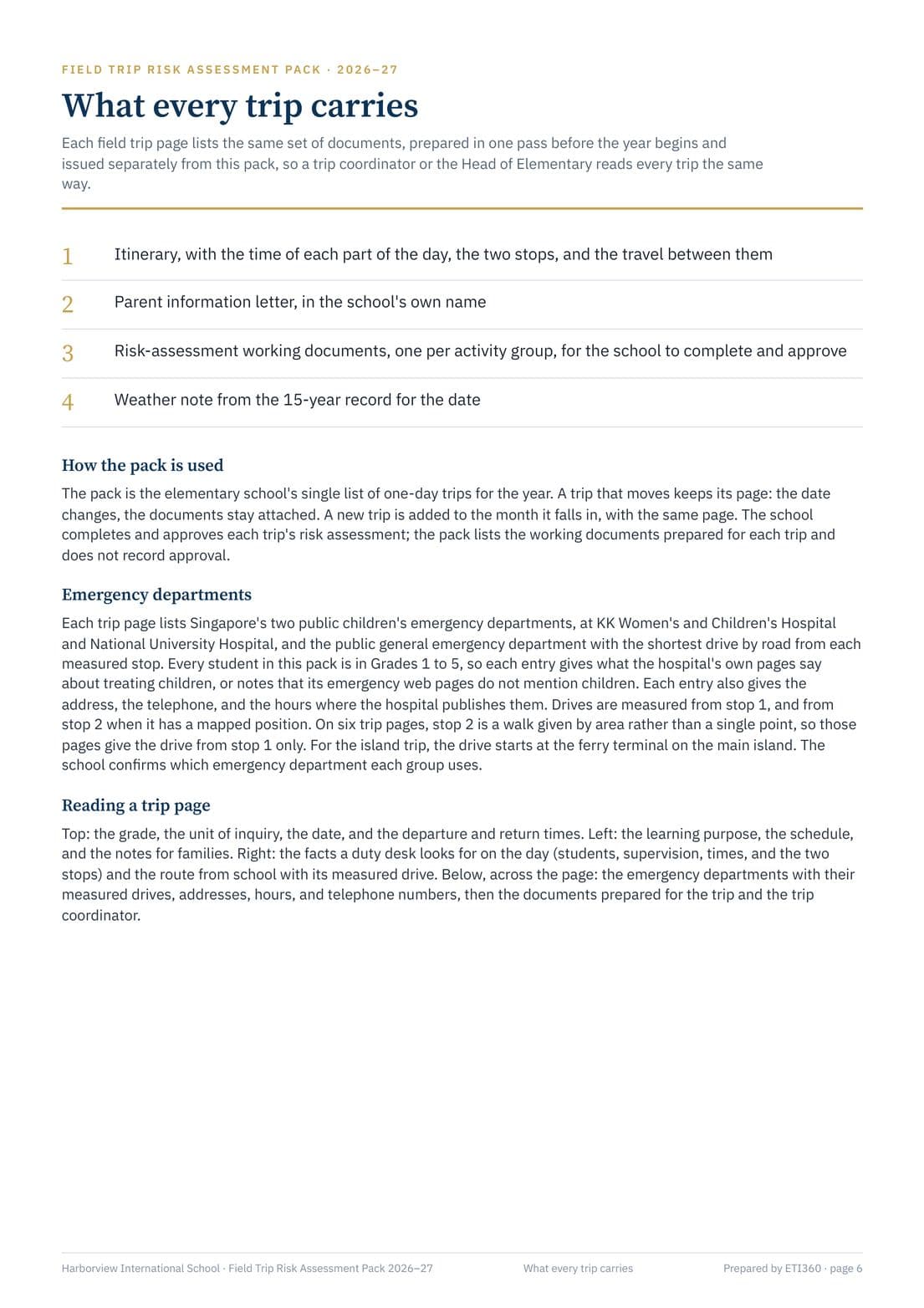 Annual Elementary Field Trip Risk Assessment Pack, page 6