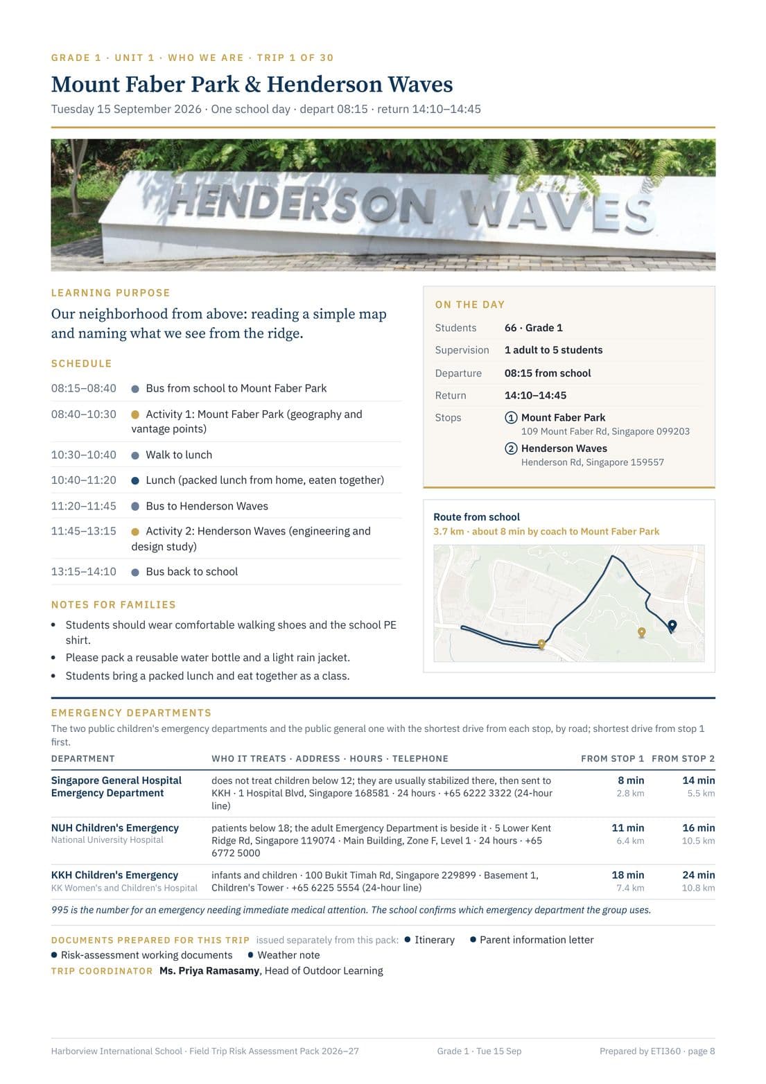Annual Elementary Field Trip Risk Assessment Pack, page 8