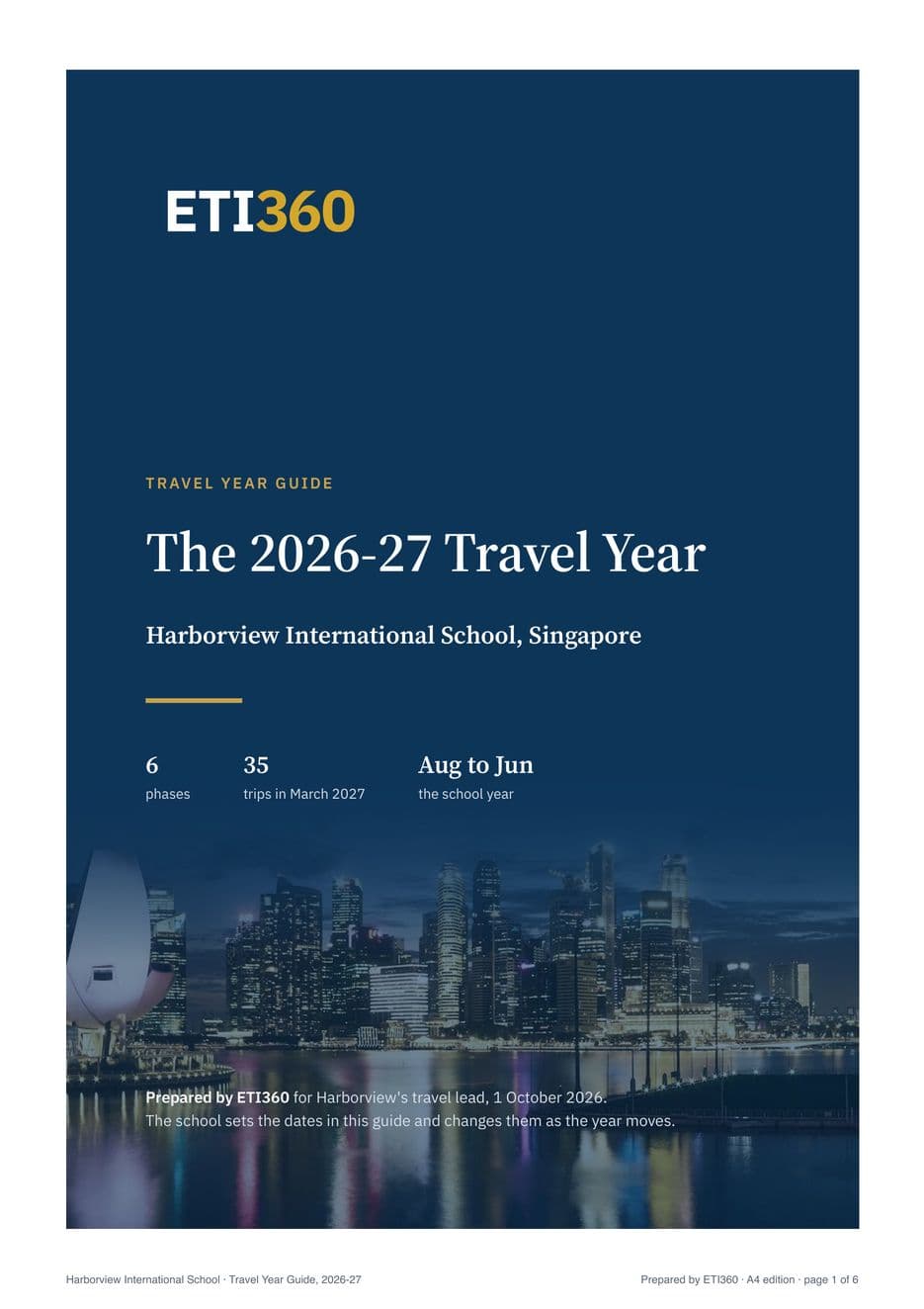First page of the Travel Year Guide, Harborview International School