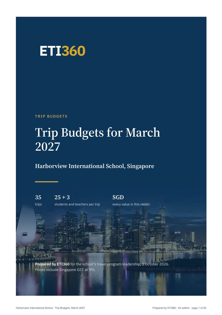 First page of the Trip Budgets, Harborview International School